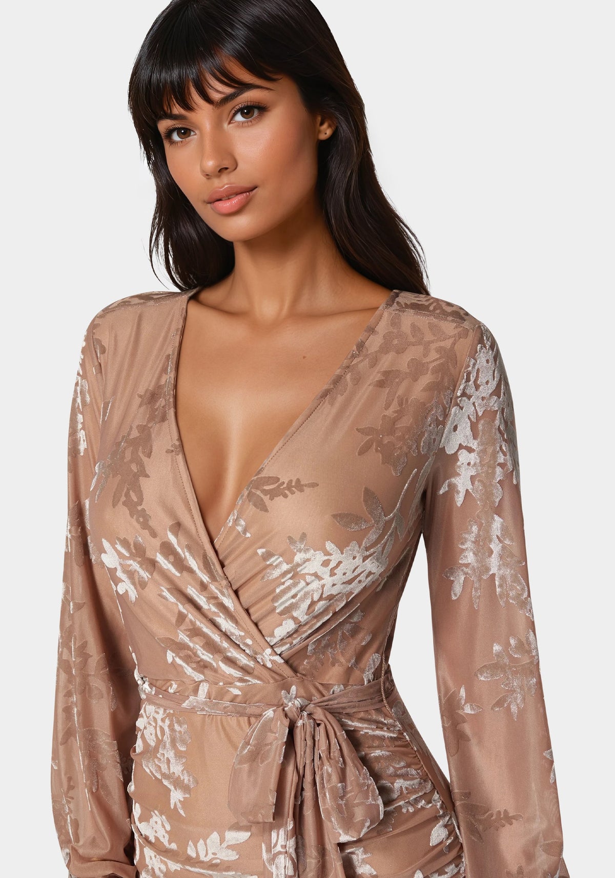 Bebe Surplice Burnout Mini Dress