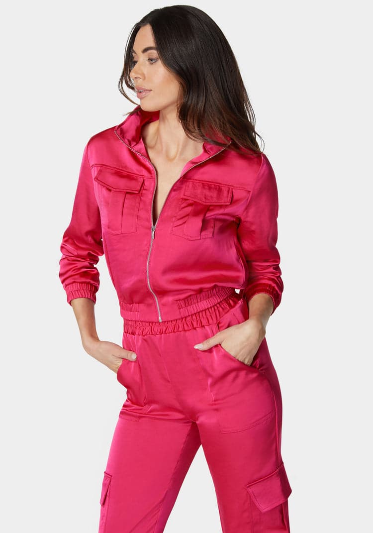 Bebe Front Patch Pocket Bomber Jacket