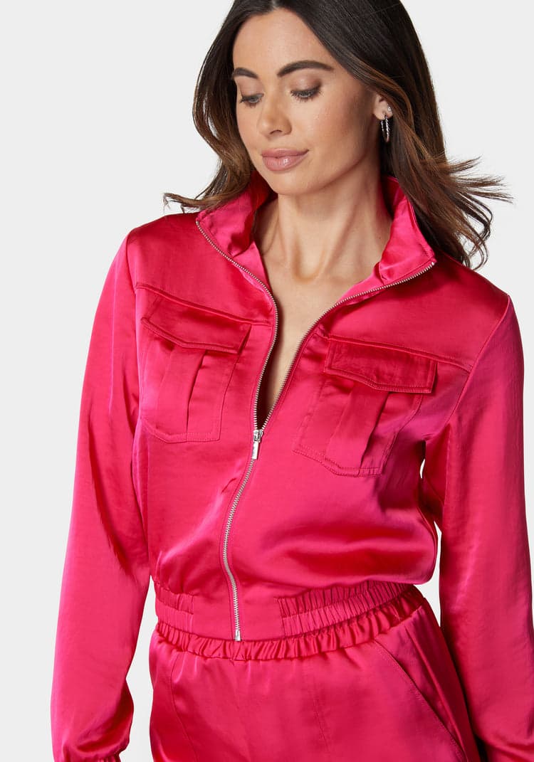 Bebe Front Patch Pocket Bomber Jacket
