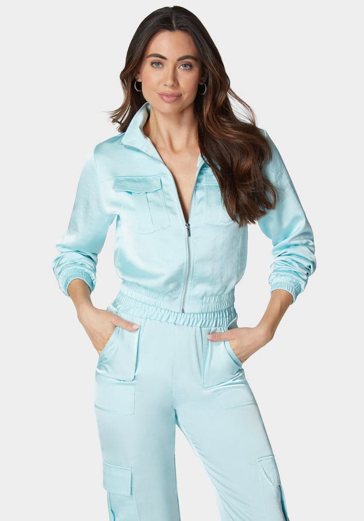 Bebe Front Patch Pocket Bomber Jacket