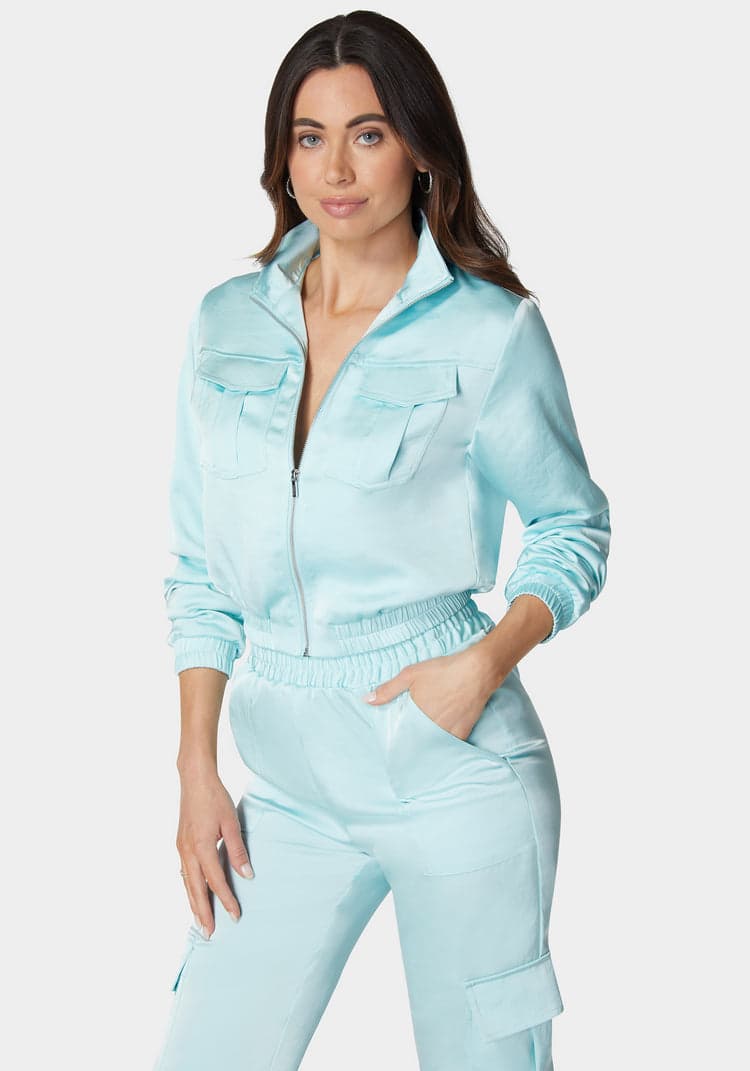 Bebe Front Patch Pocket Bomber Jacket