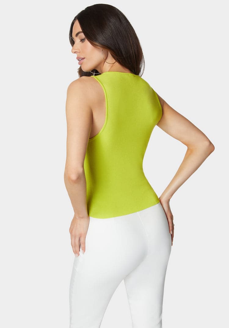 Bebe Sleeveless Assymetric Zipper Sweater Top