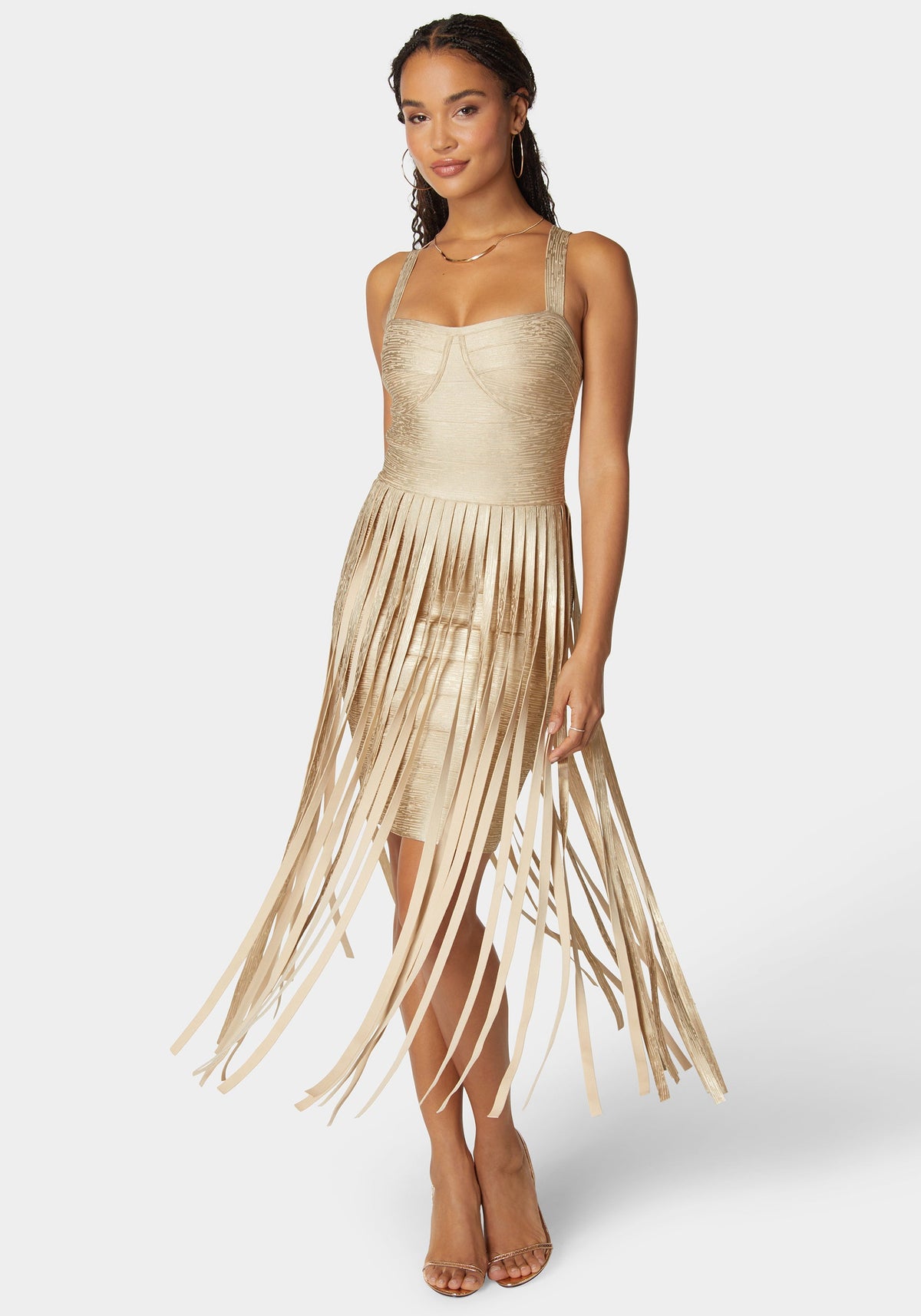 Jump Sweetheart Bandage Fringe Maxi Dress