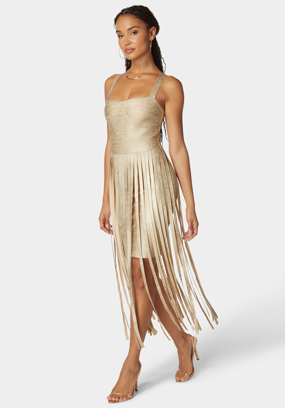 Jump Sweetheart Bandage Fringe Maxi Dress