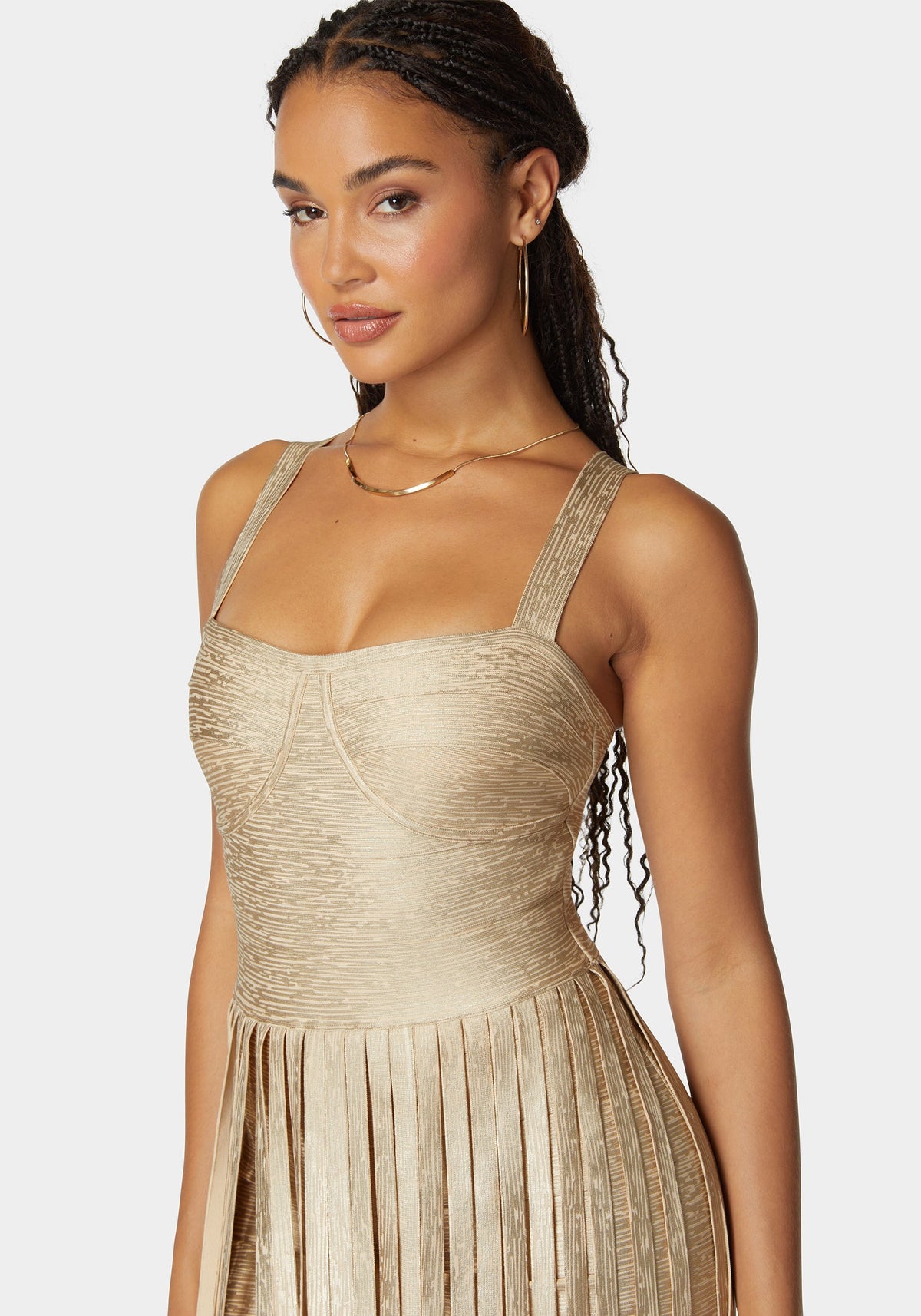 Jump Sweetheart Bandage Fringe Maxi Dress