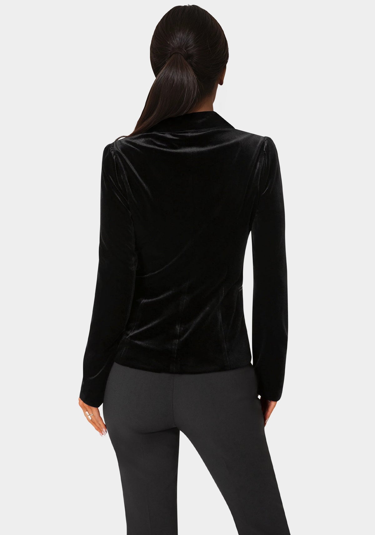 Bebe Corset Illusion Velour and Organza Tailored Blazer