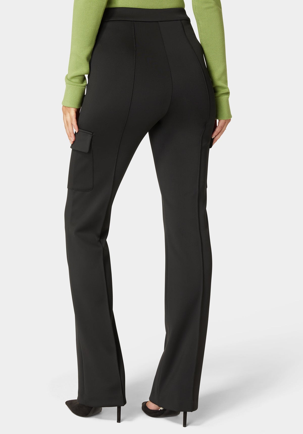 Bebe High-Waist Straight-Leg Patch Pocket Knit Trousers