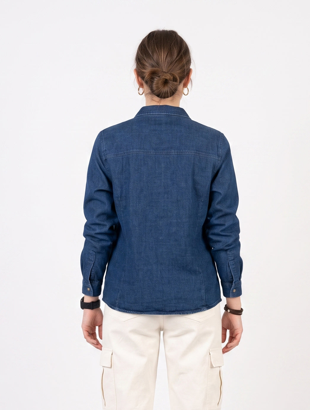 Women'S Denim Button-Up Shirt - Blue