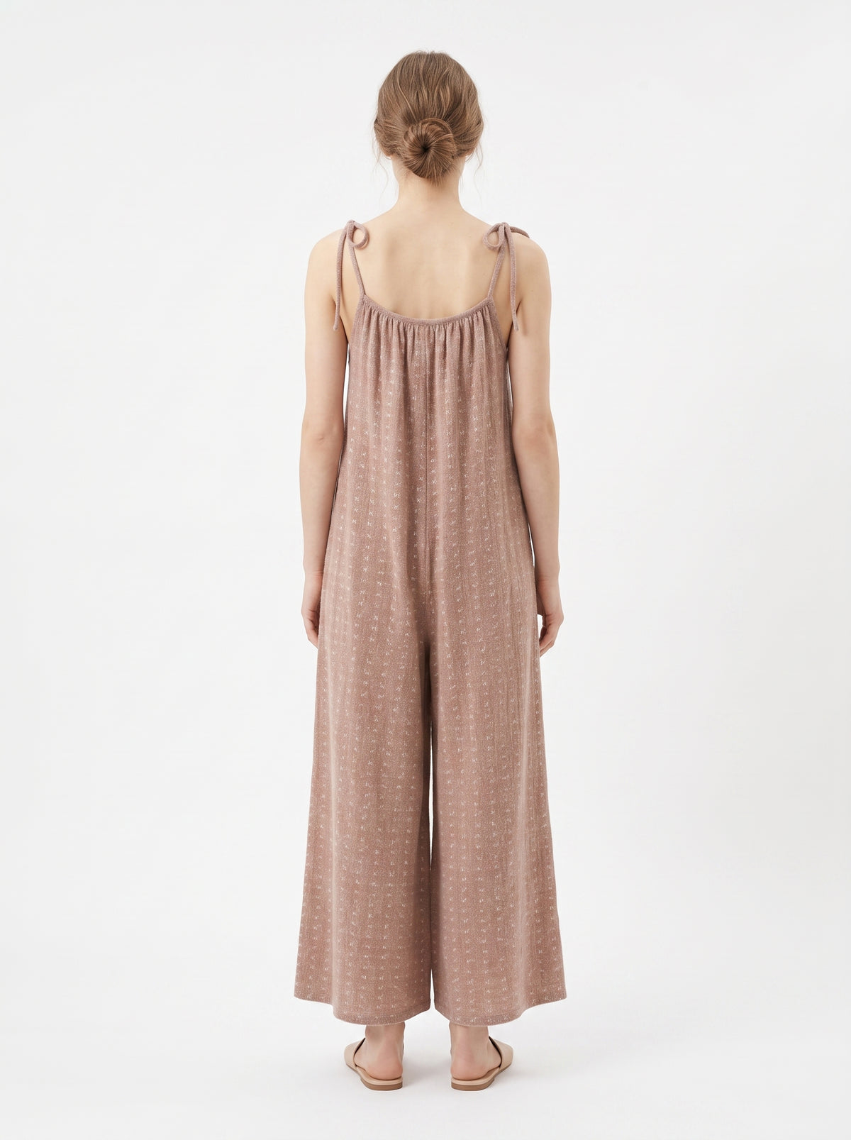 Women'S Taupe Sleeveless Wide-Leg Jumpsuit - Beige