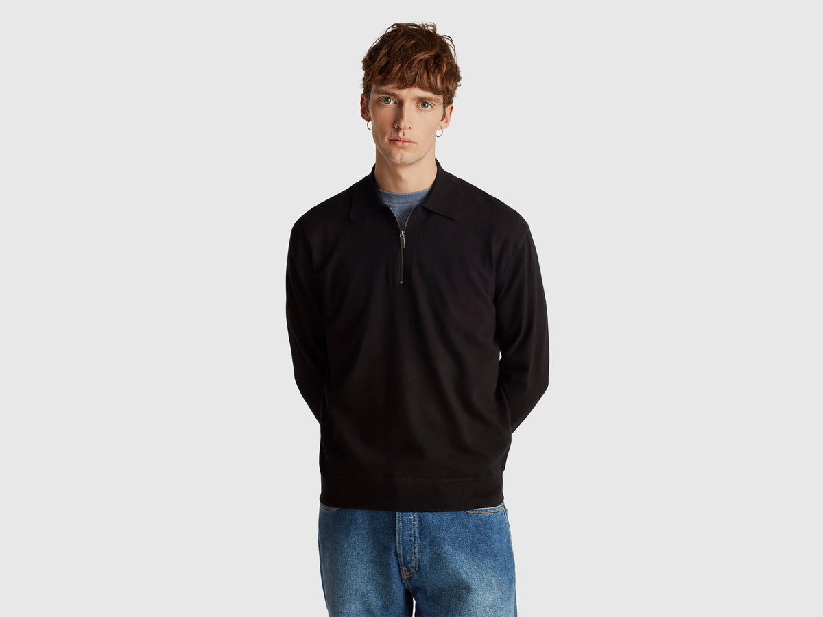 Benetton Viscose Blend Knit Polo