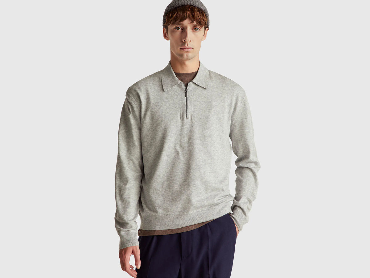 Benetton Viscose Blend Knit Polo