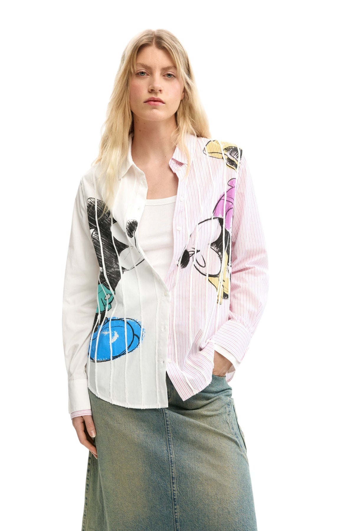 Desigual Regular-fit shirt with pleating on the front Mickey