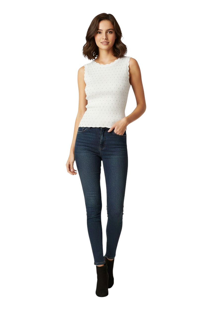 BSB Sleeveless top with round neckline