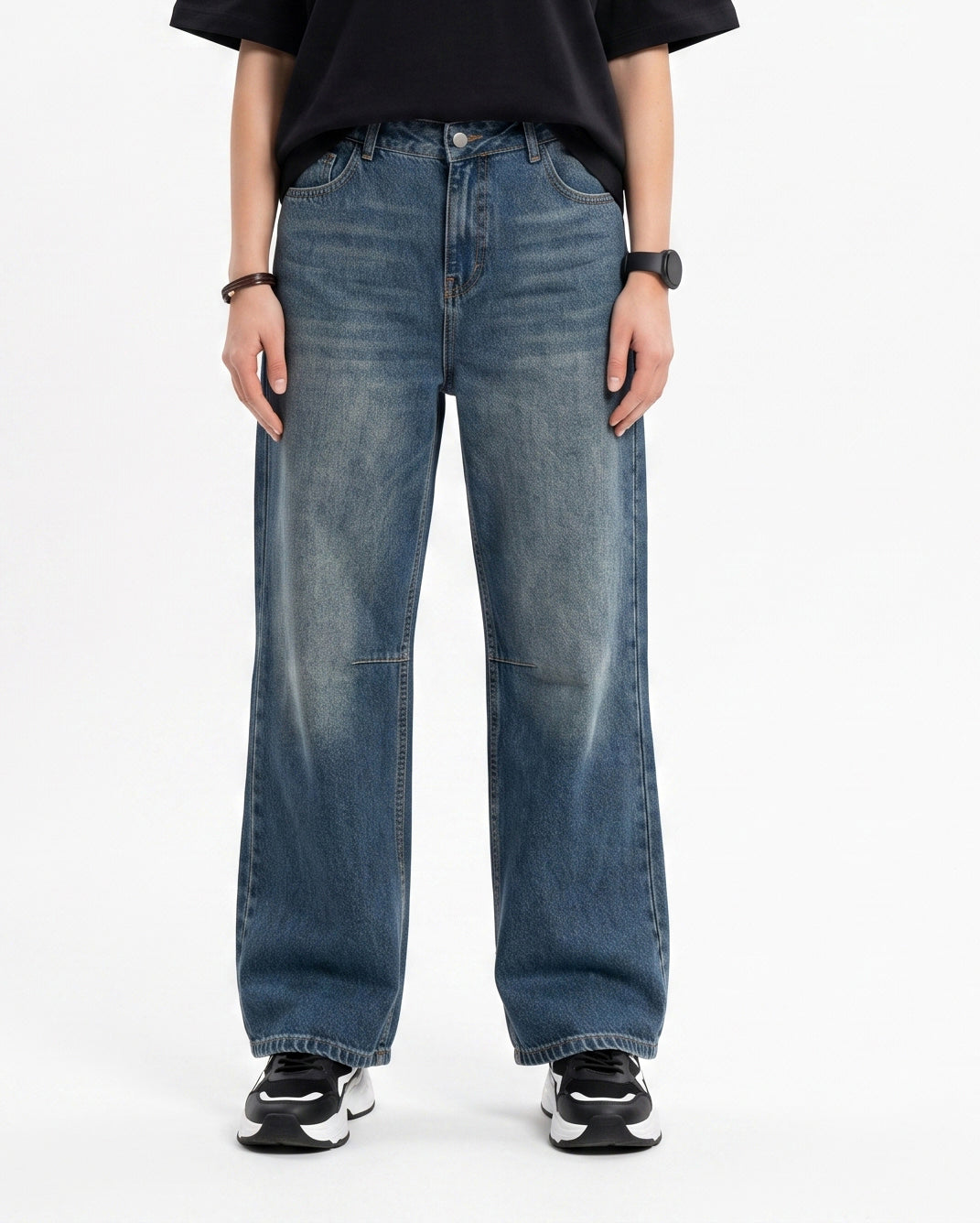 Women'S Blue Wide-Leg Jeans - Blue