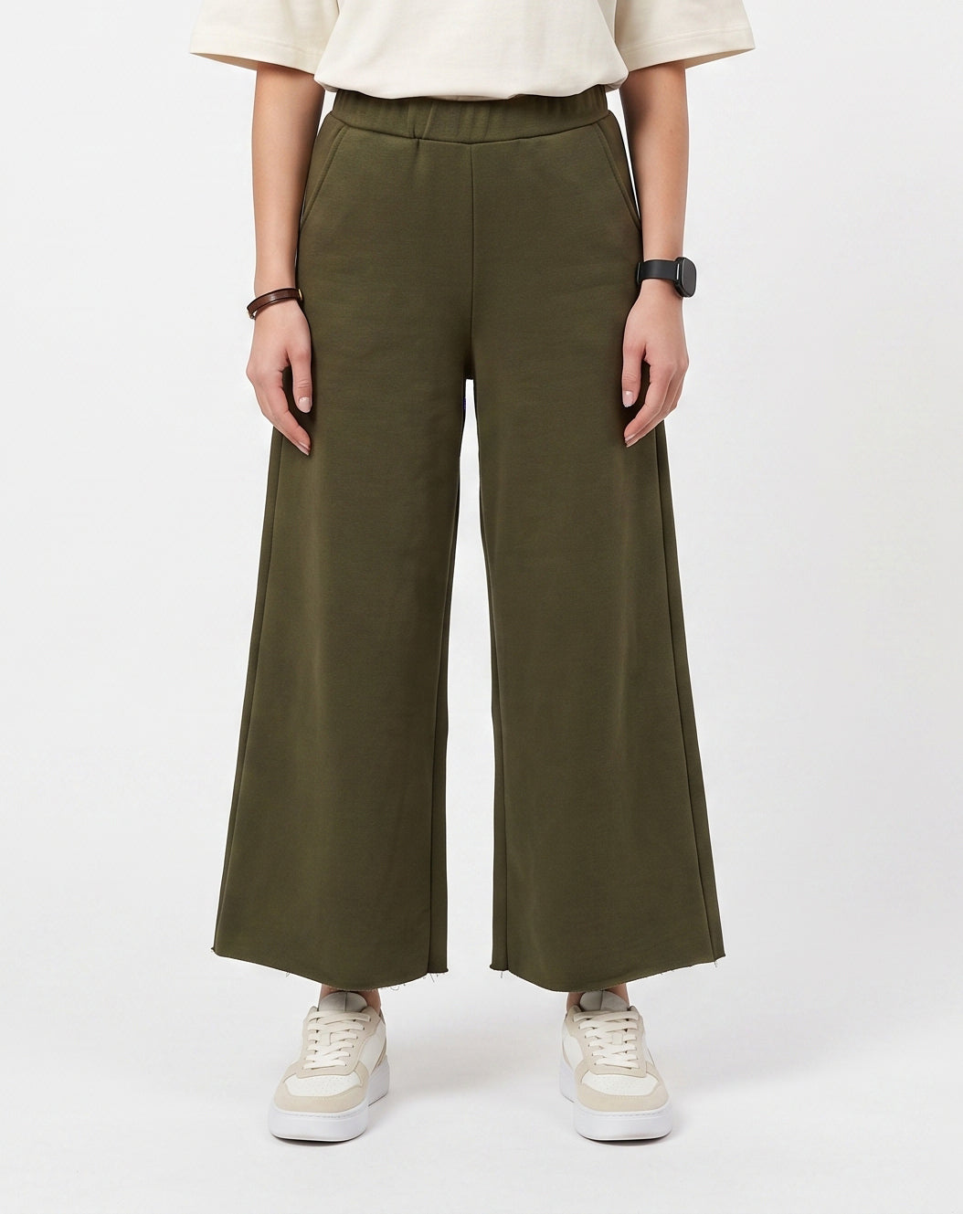 Women'S Olive Wide-Leg Pants - Green