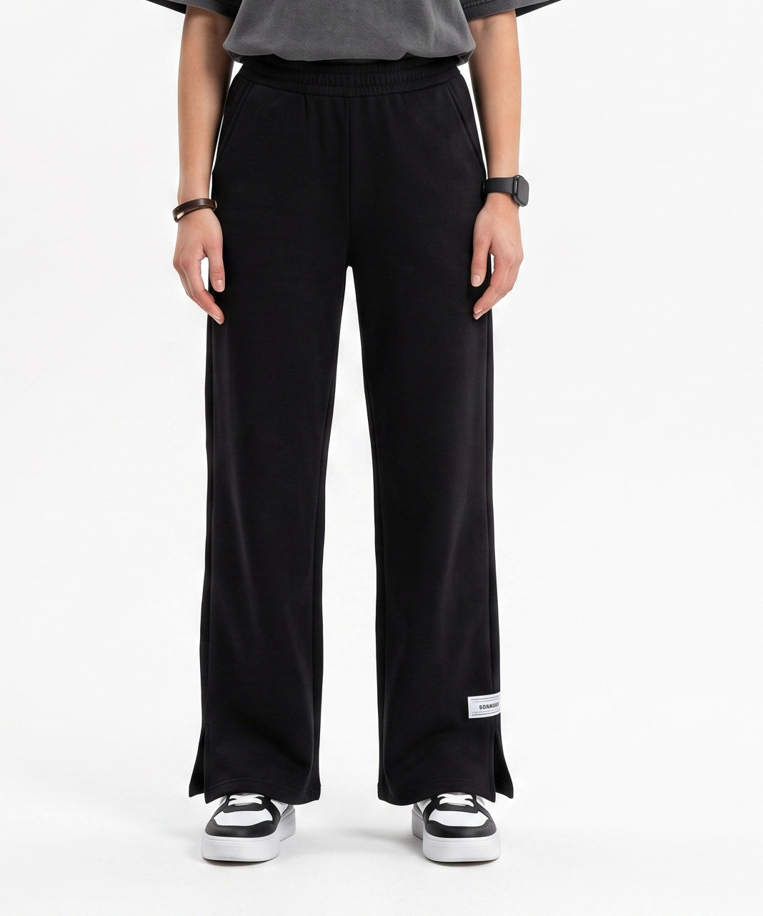 Women'S Black Wide-Leg Pants - Black