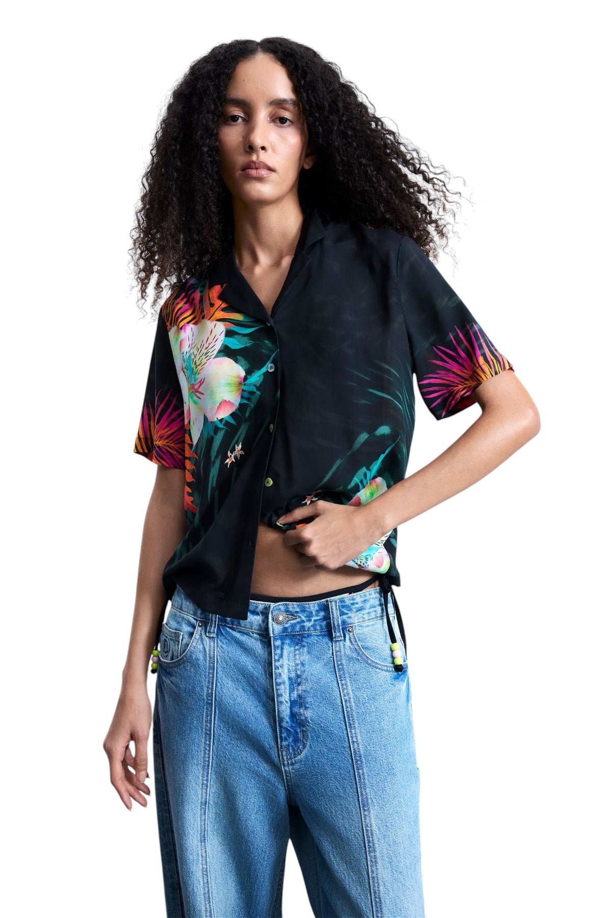 Desigual Short-sleeved regular-fit shirt with a bowling-style collar