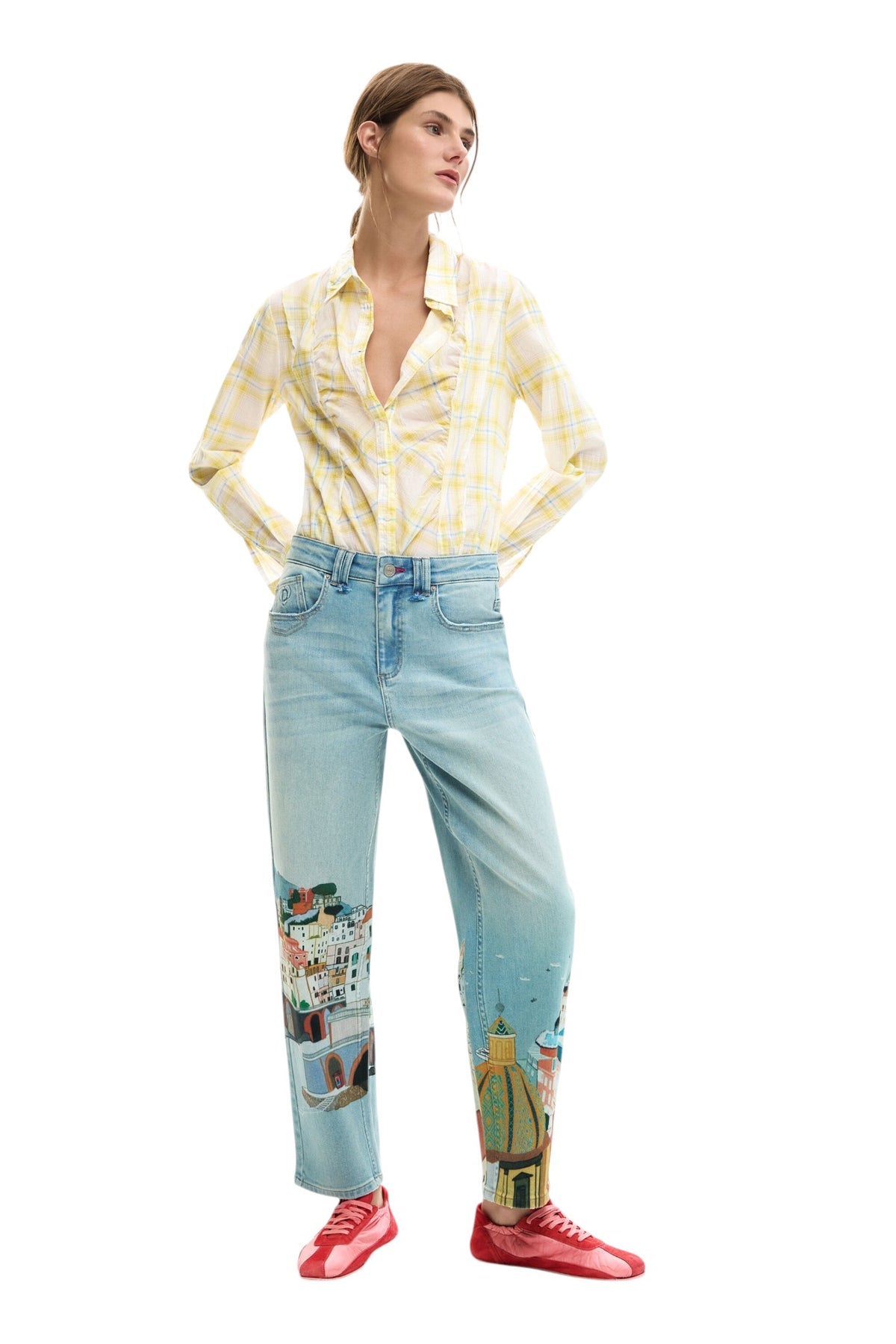 Desigual Straight denim trousers with a washed effect front and back pockets