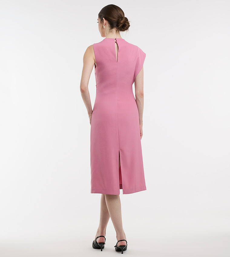 BCBGMAXAZARIA Solid High Neck Midi Dress For Women