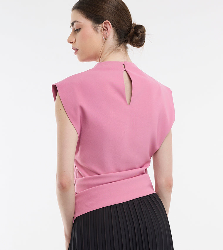 BCBGMAXAZARIA Solid High Neck Extended Sleeves Top For Women