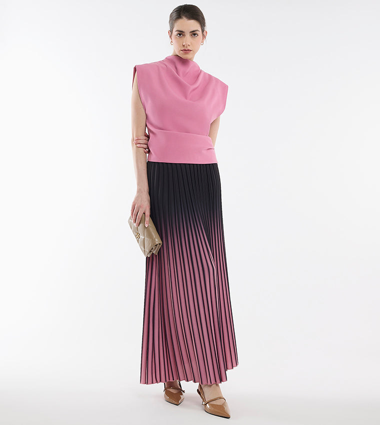 BCBGMAXAZARIA Solid High Neck Extended Sleeves Top For Women