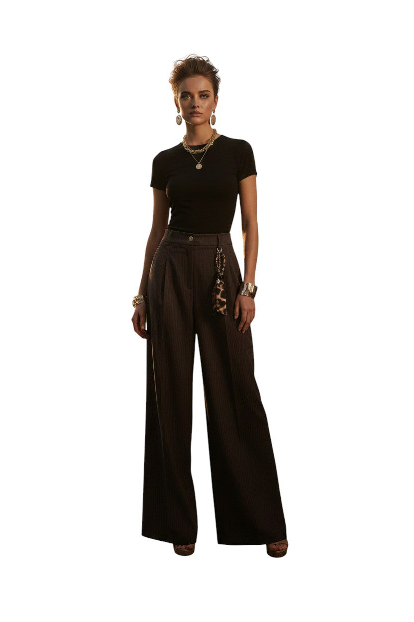 BSB Striped pants button closure and zip fastening