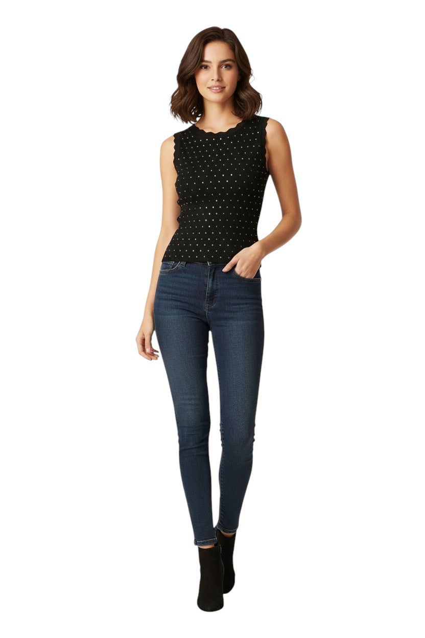 BSB Sleeveless top with round neckline