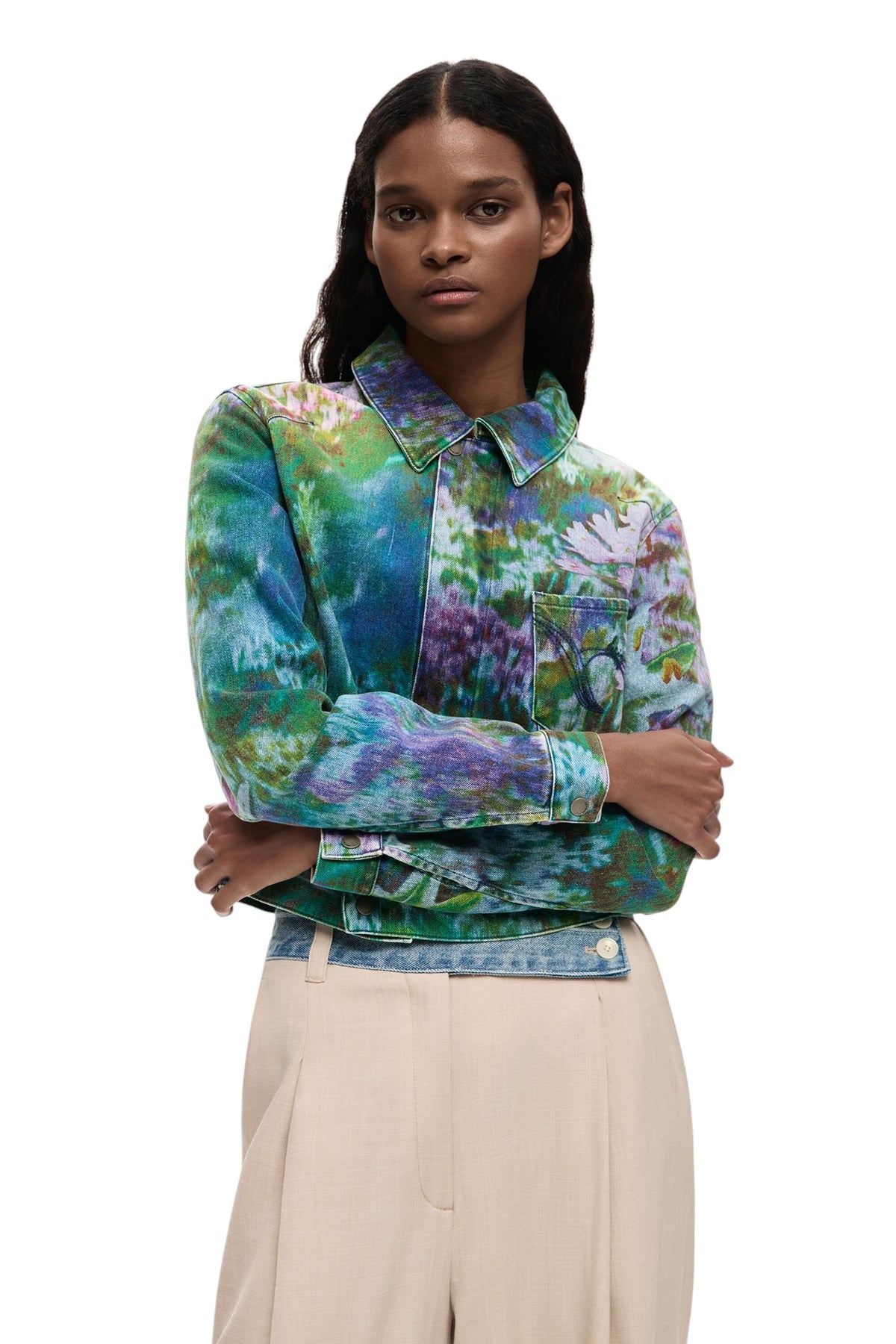 Desigual Jacket made of denim fabric with a button placket cover detail
