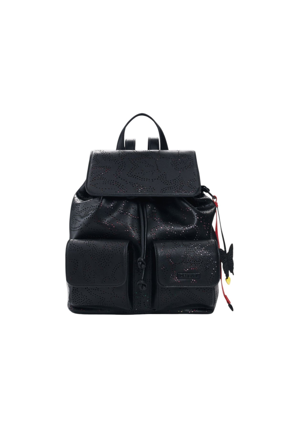 Desigual Small backpack with two front pockets, die-cut flower-shaped details