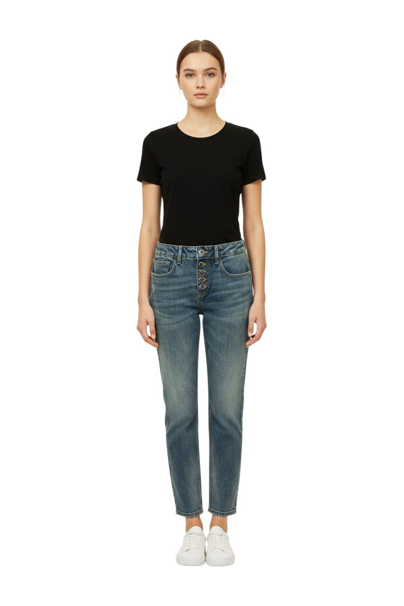 BSB Mia boyfriend jeans bejeweled button closure