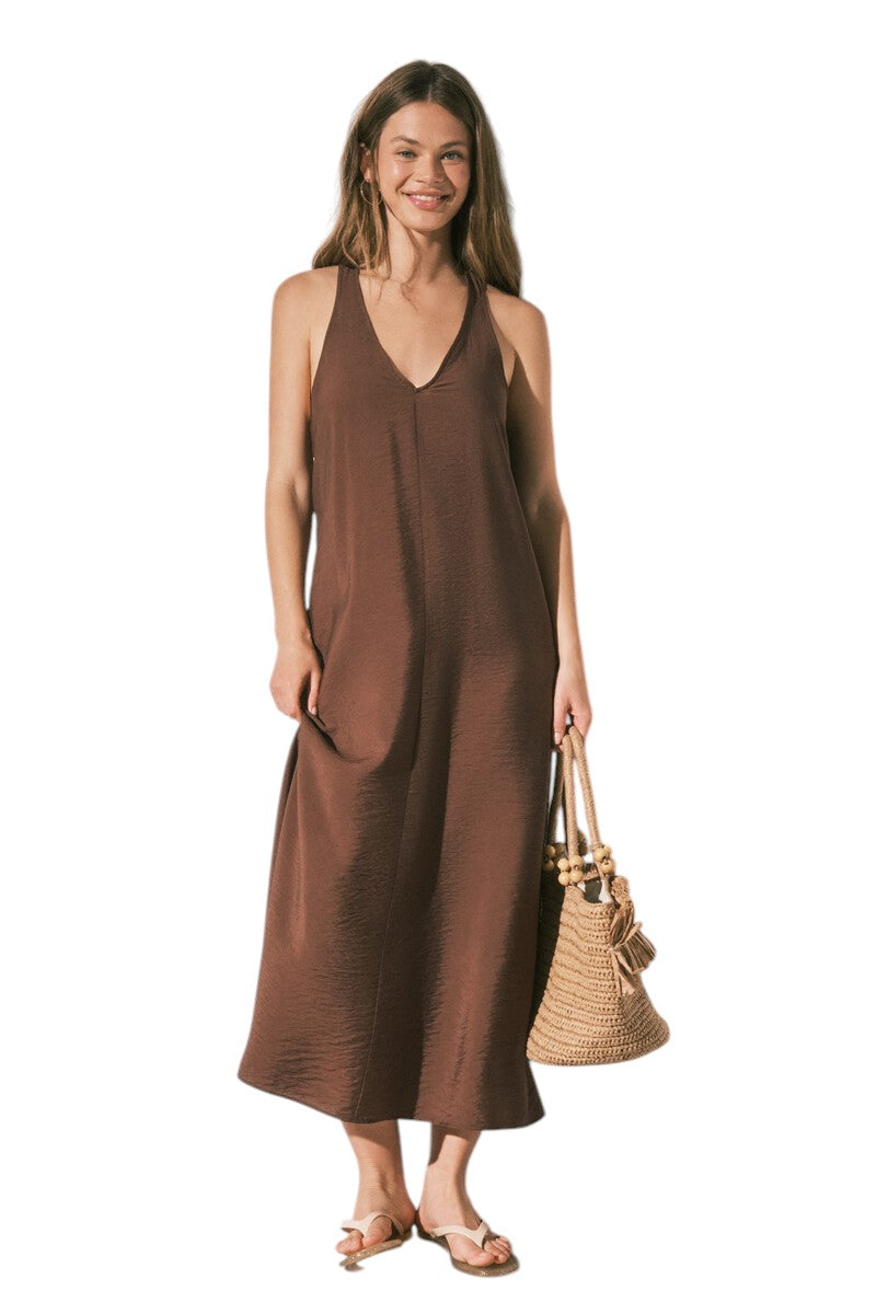 Women Secret long, flowing brown dress