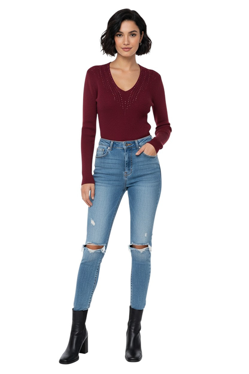 BSB Sweater with long sleeves V neckline