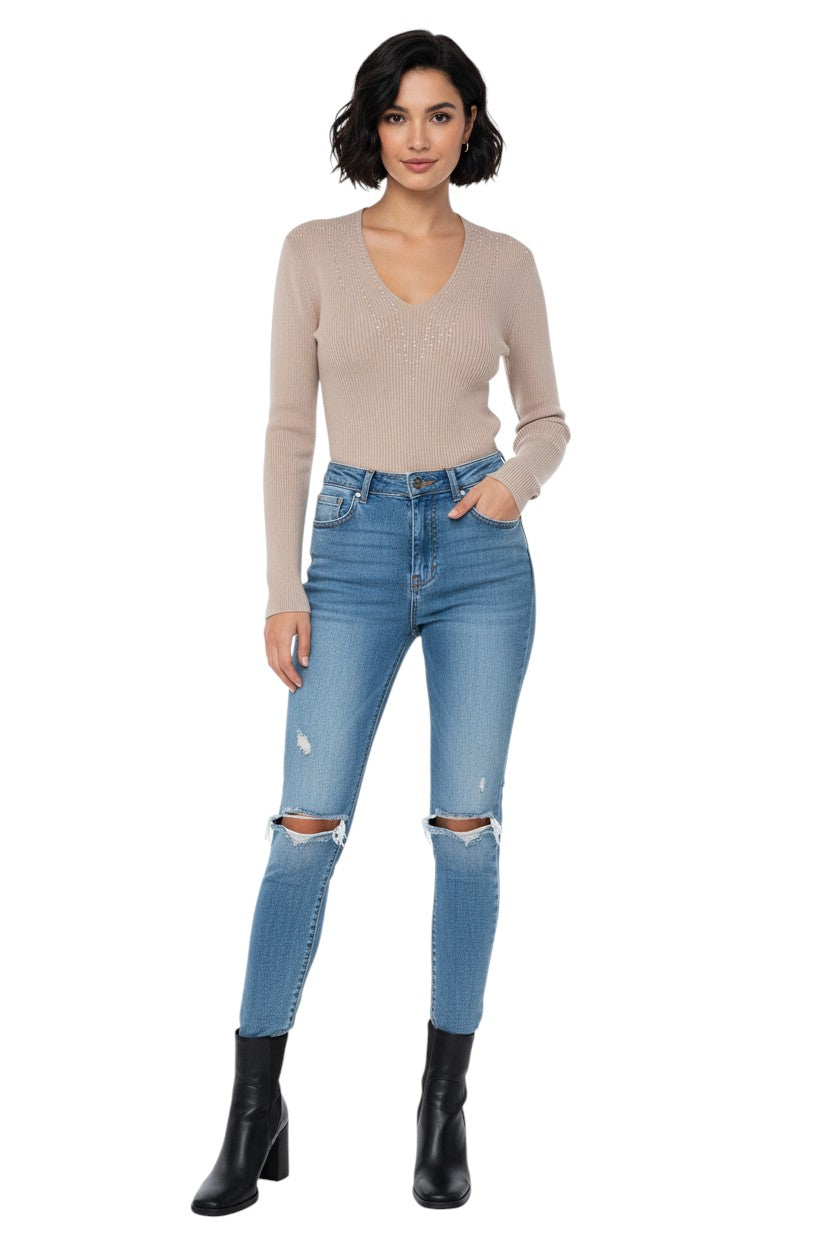 BSB Sweater with long sleeves V neckline