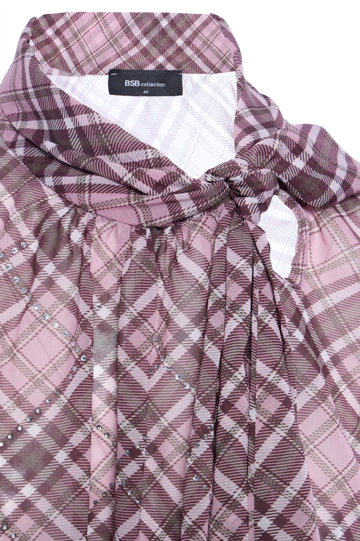 BSB Sleeveless checkered blouse with bow regular fit