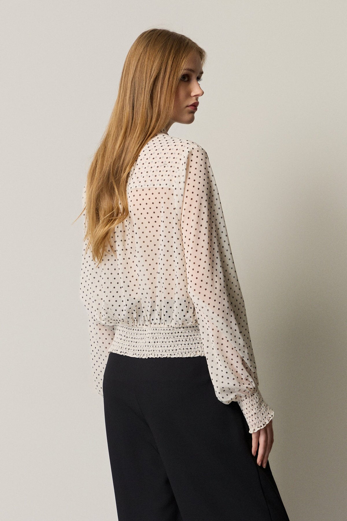 BSB Polka dot shirt with long sleeves and shirring