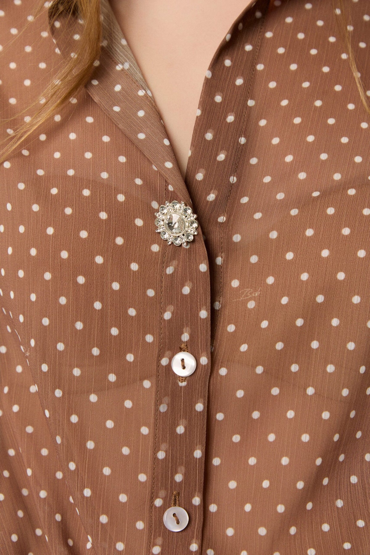 BSB Polka dot shirt with long sleeves and shirring