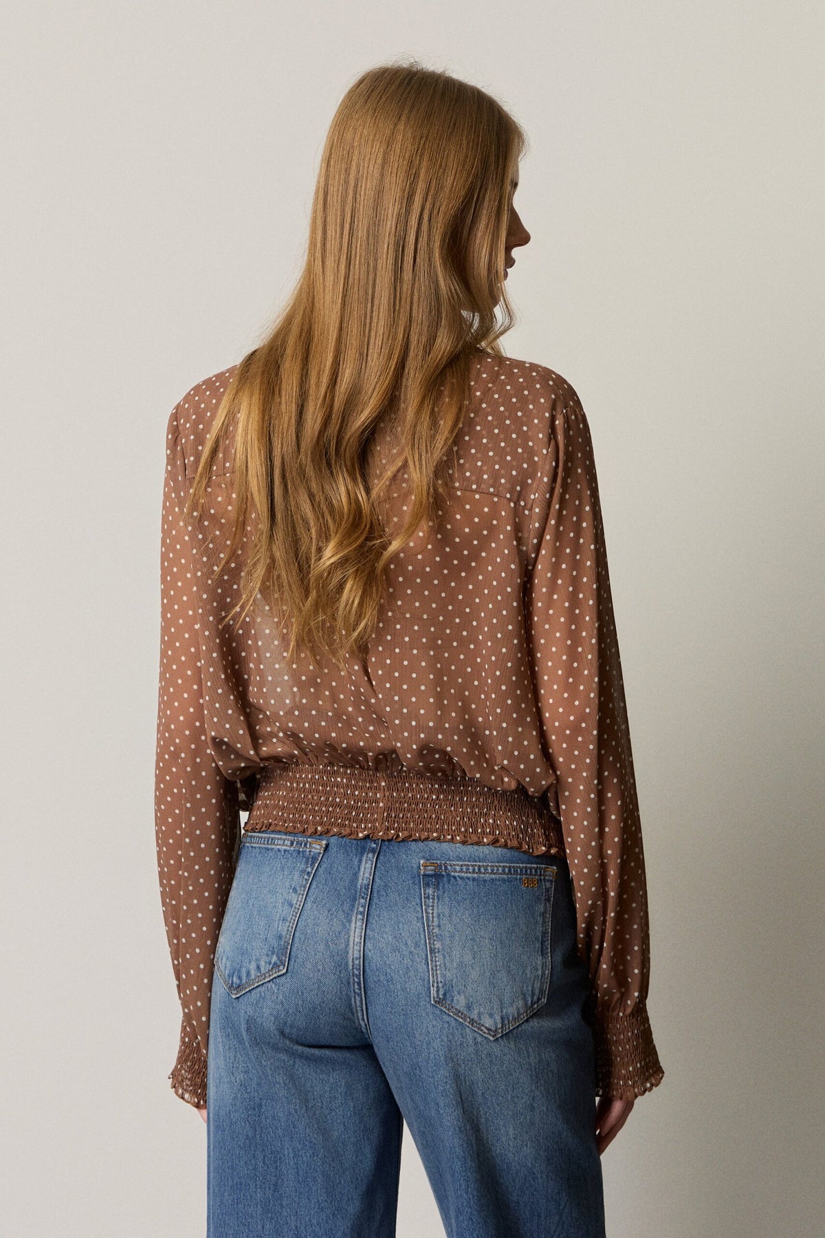 BSB Polka dot shirt with long sleeves and shirring