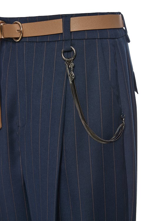 BSB Striped trousers with belt and chain