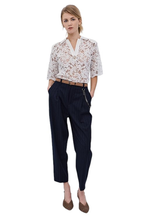 BSB Striped trousers with belt and chain