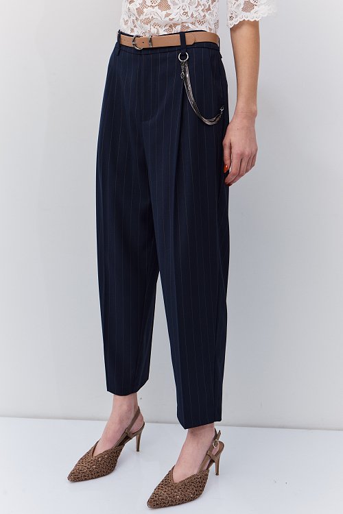 BSB Striped trousers with belt and chain