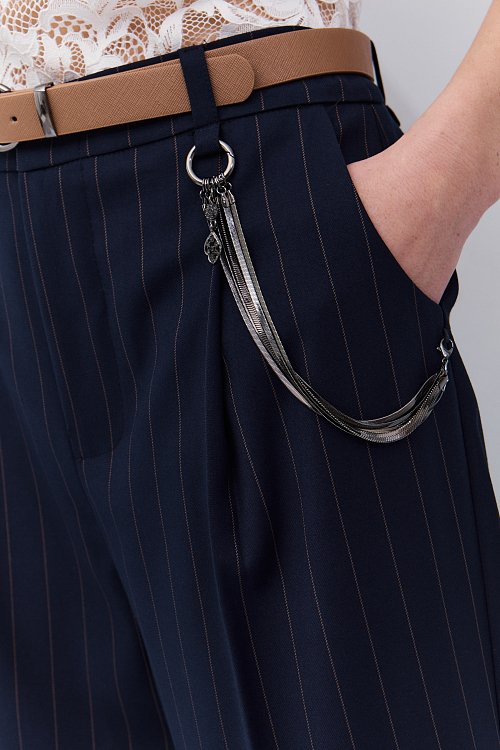 BSB Striped trousers with belt and chain
