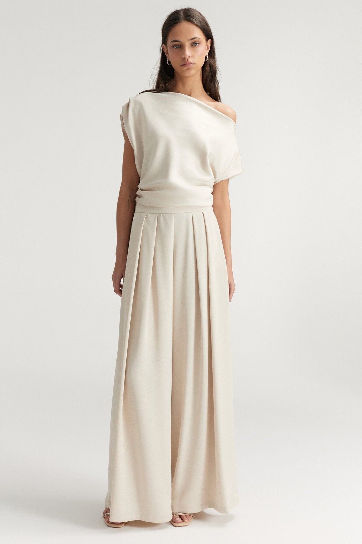 BSB Satin wide leg pants with pleats