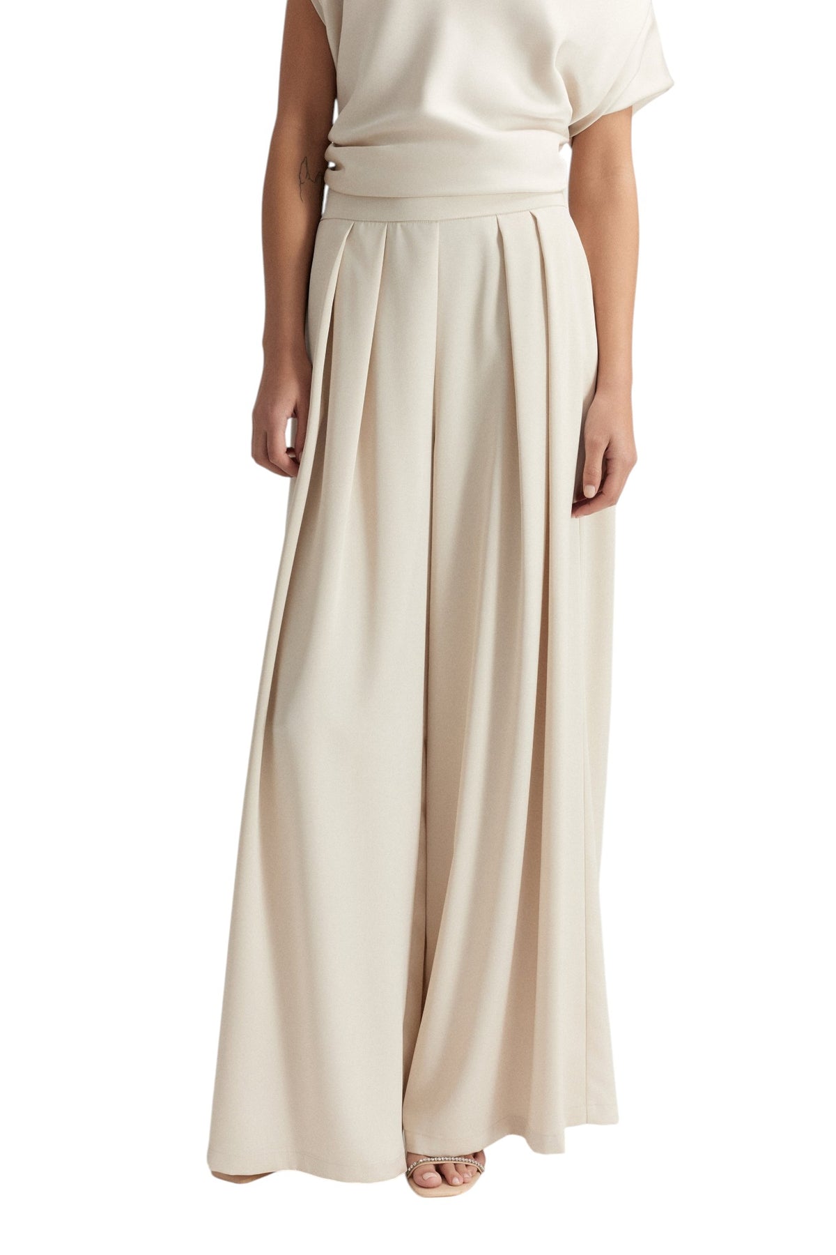 BSB Satin wide leg pants with pleats