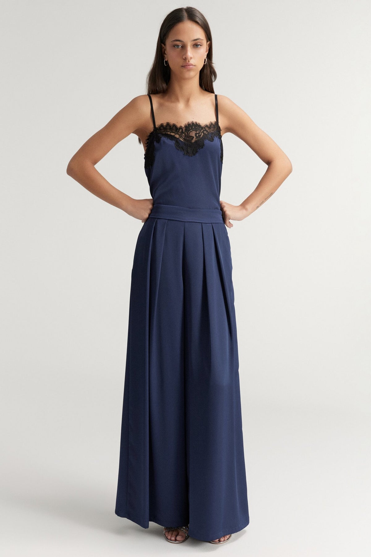 BSB Satin wide leg pants with pleats