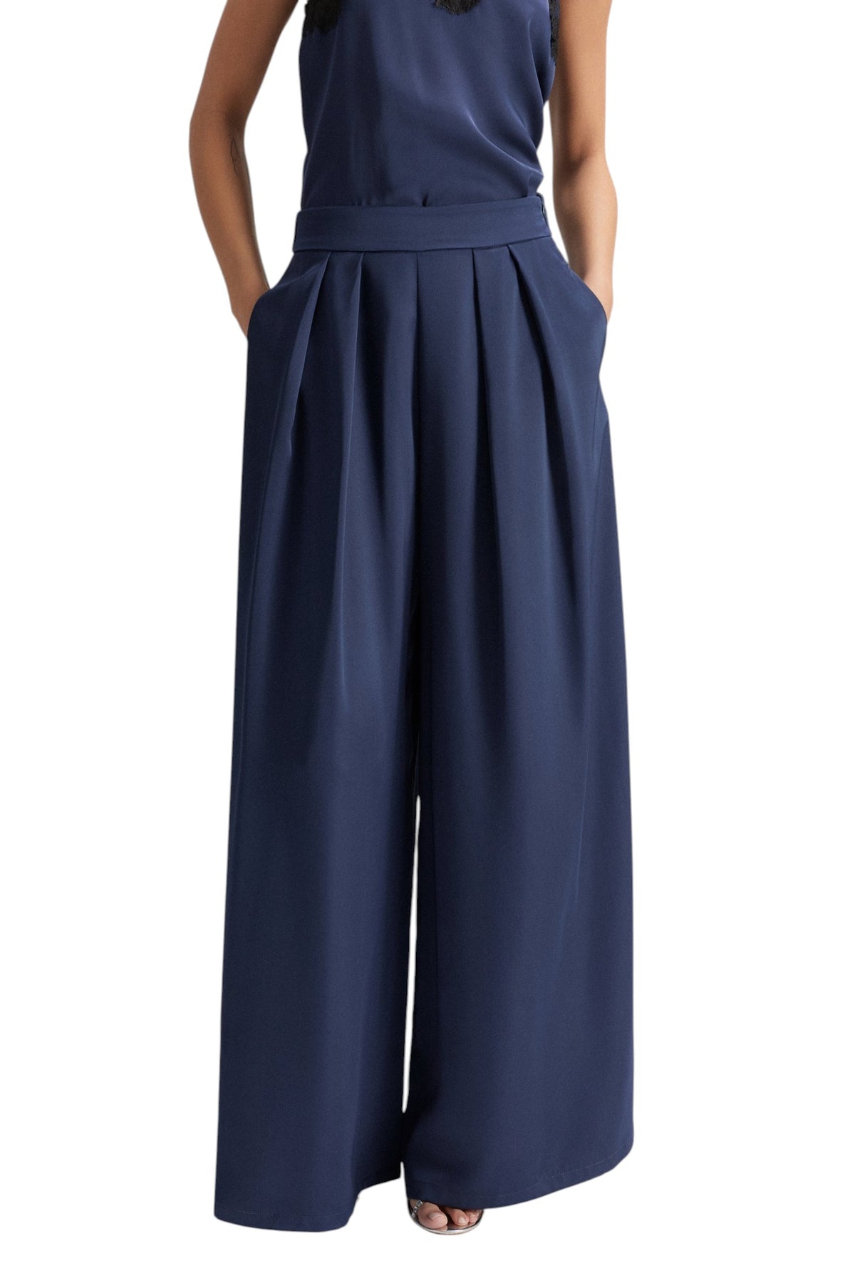 BSB Satin wide leg pants with pleats