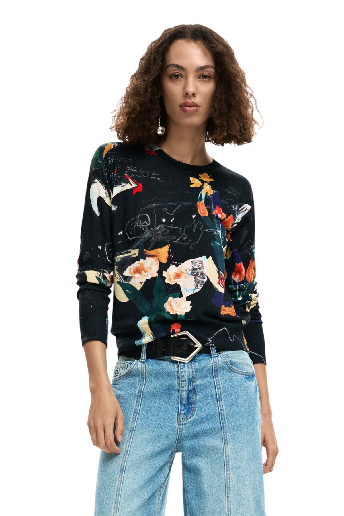 Desigual Fine knit jersey with a regular fit featuring a collage-style print