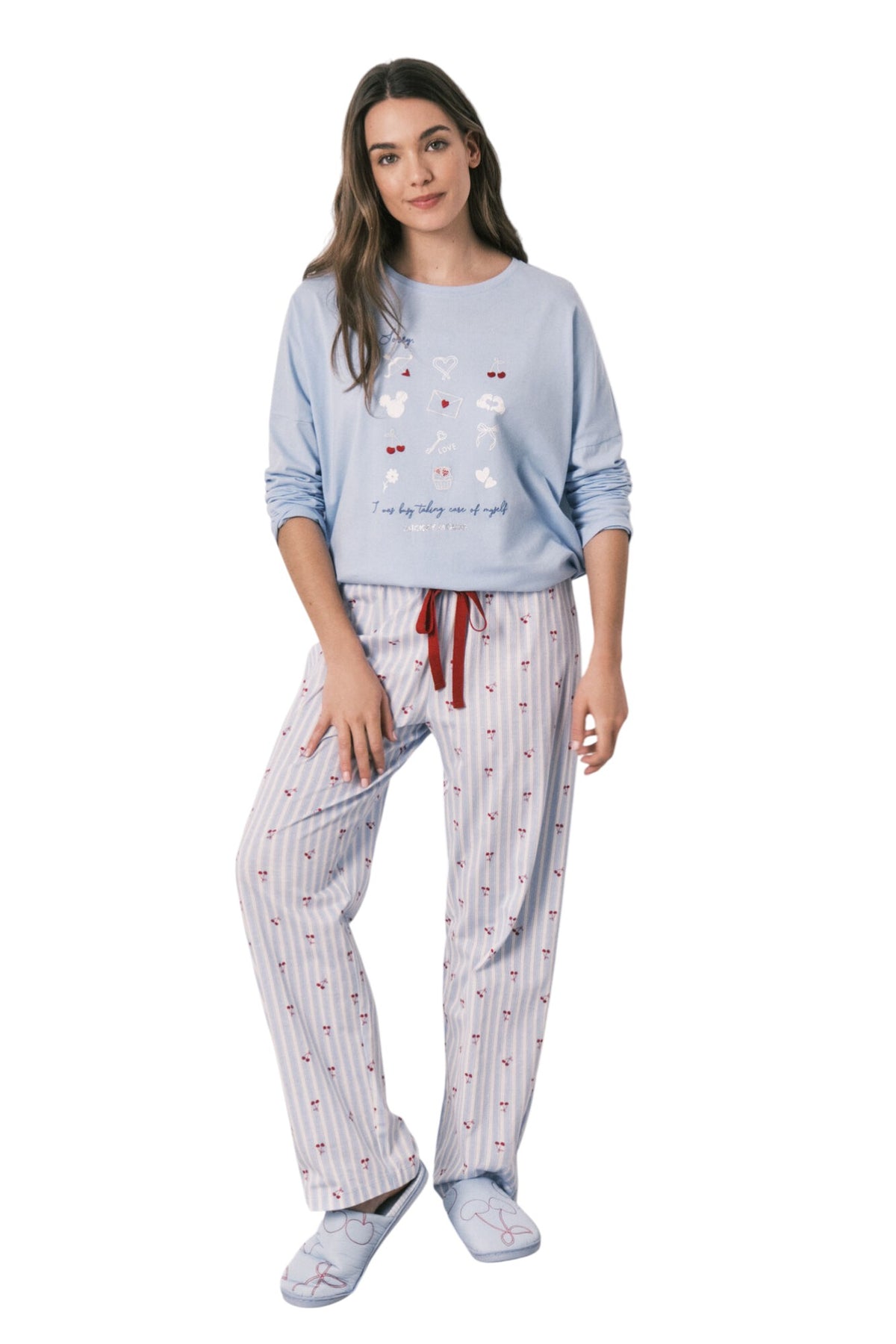 Women Secret Mickey Cherry long cotton pajamas