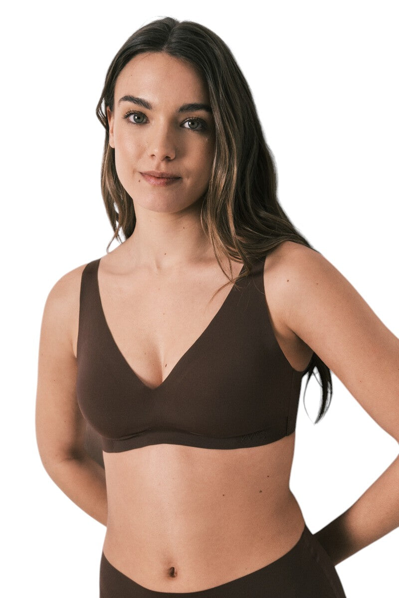 Women Secret Brown clean cut plain halter top