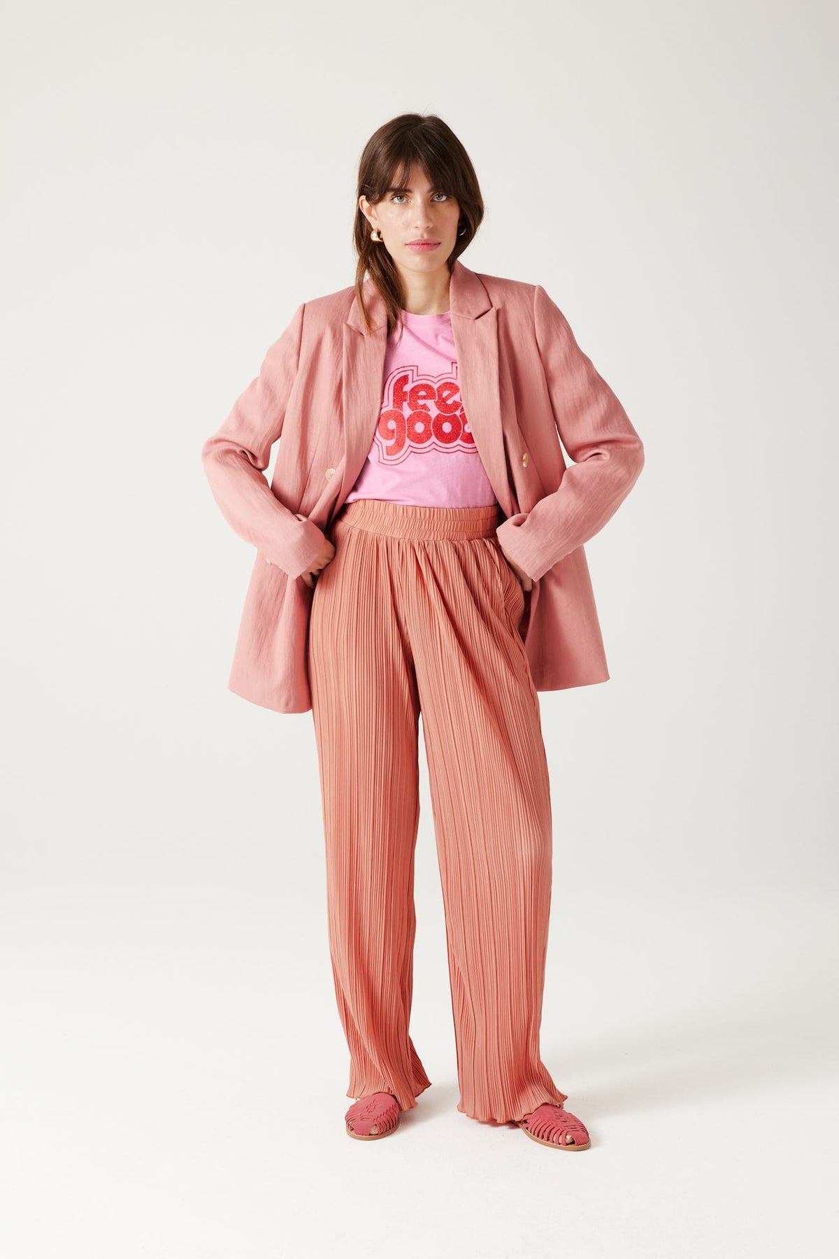 Promod Wideleg Plissé Trousers