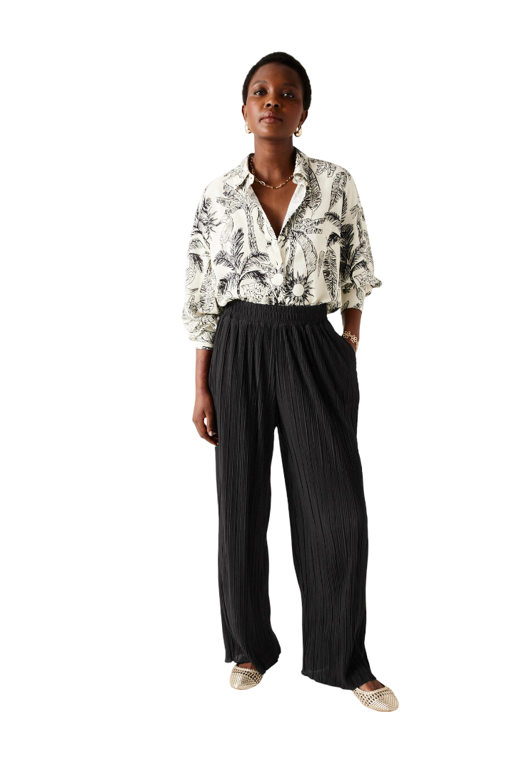 Promod Wideleg Plissé Trousers